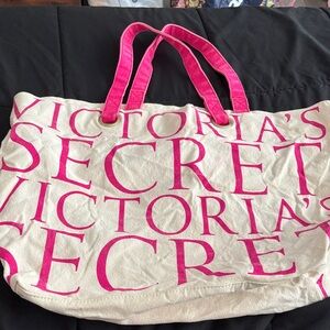 Victoria's Secret Bold Pink and Cream Tote
